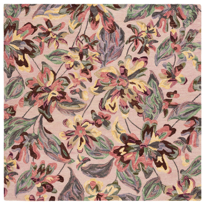 Winston Porter Kallon Handmade Hand Tufted Pink/Gold Rug Wayfair